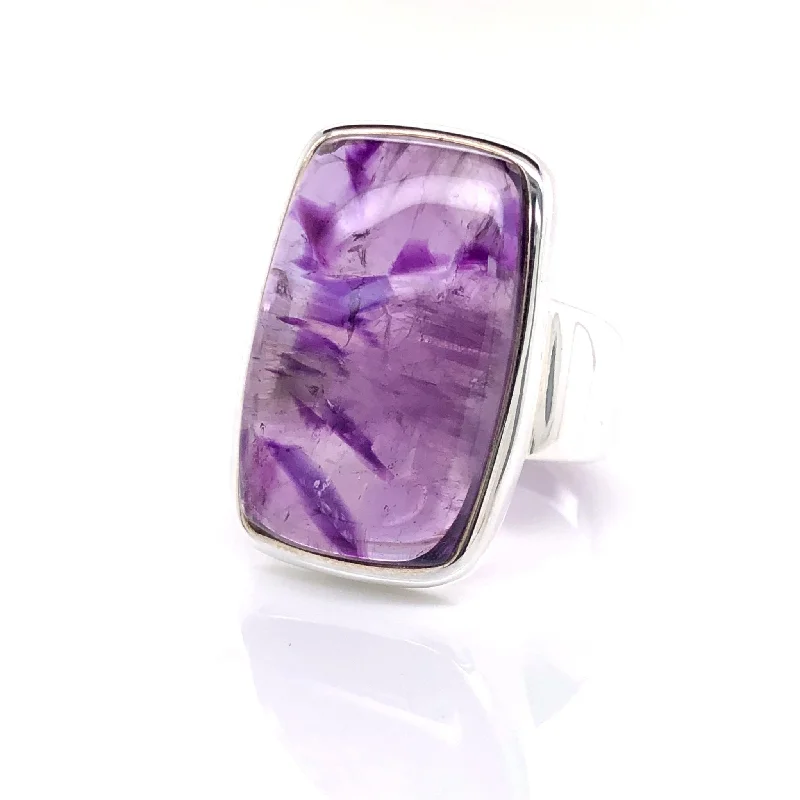 'Roxie' Amethyst Silver Ring Size P