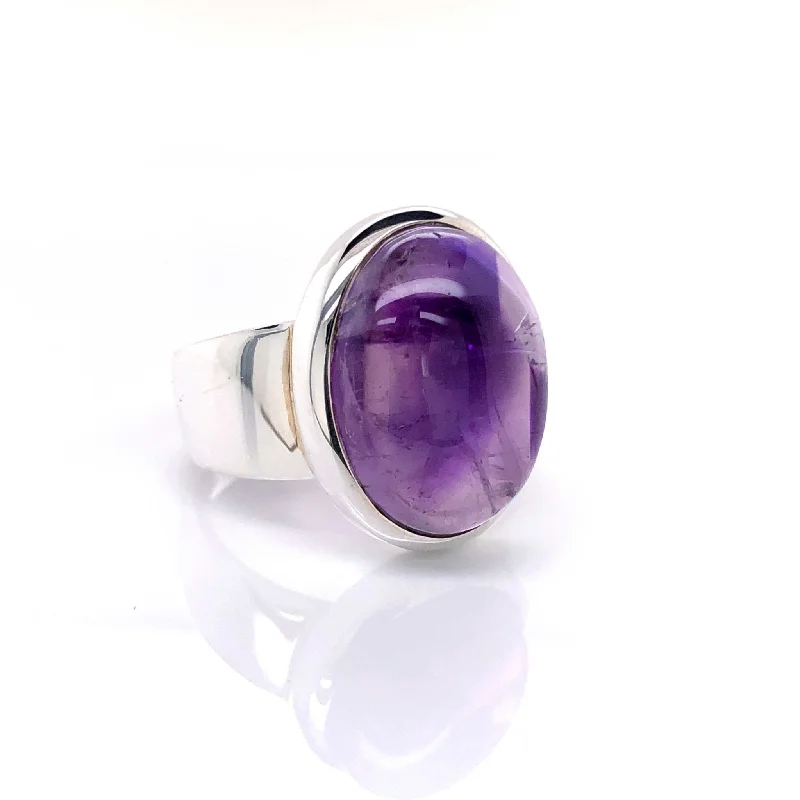 'Kendra' Silver Amethyst Gemstone Ring