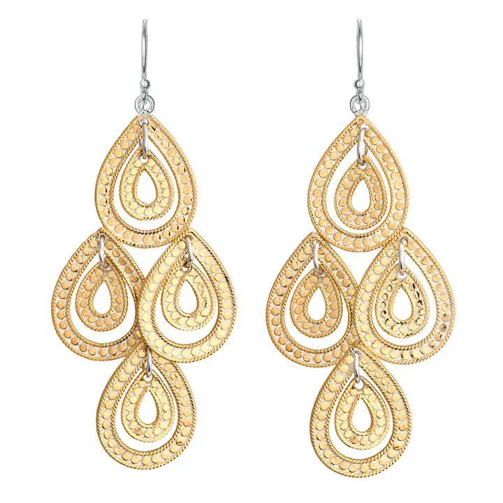 Anna Beck Gold and Silver Double Teardrop Chandelier Earrings