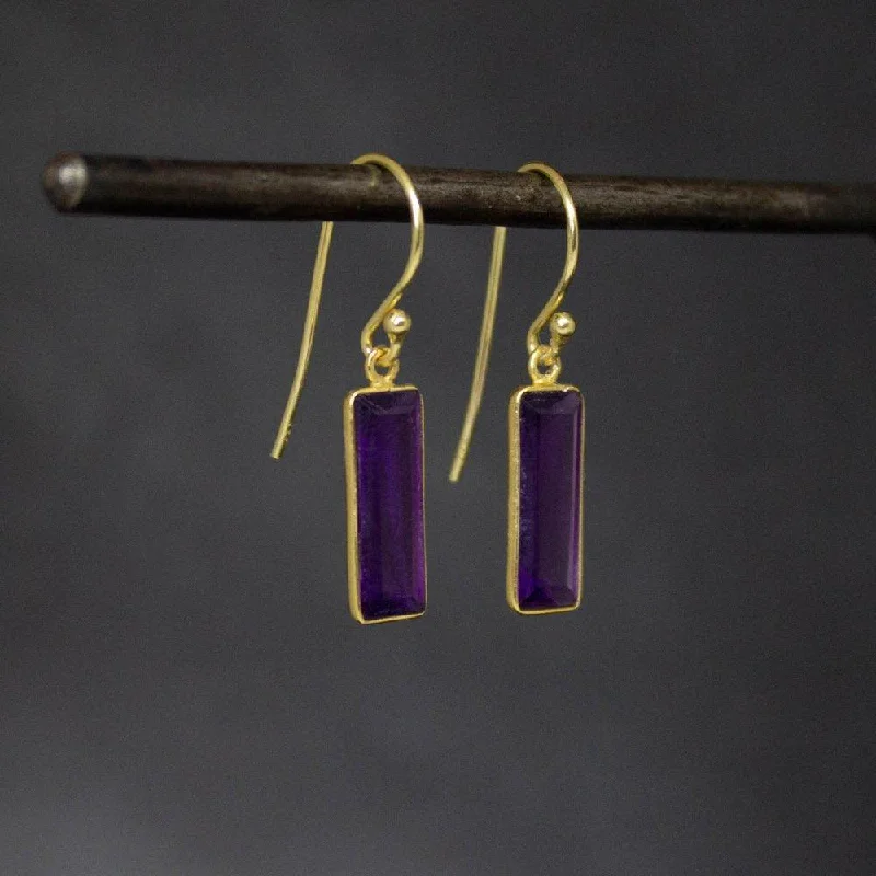 18ct Gold Vermeil Faceted Amethyst Drop Earrings