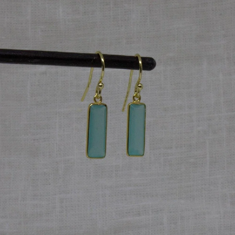 18ct Gold Vermeil Faceted Aqua Chalcedony Drop Earrings