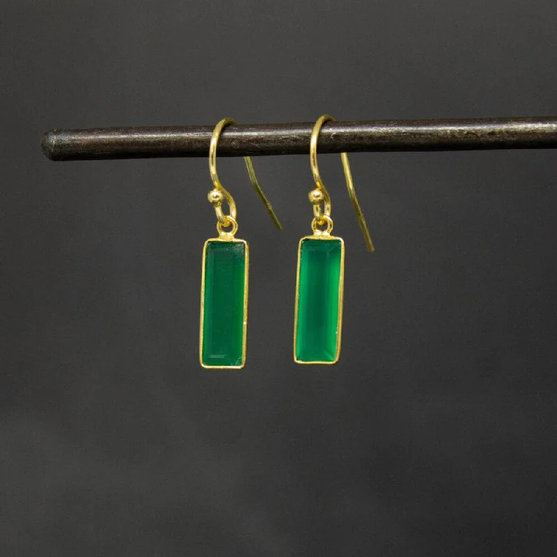 18ct Gold Vermeil Faceted Green Quartz Drop Earrings