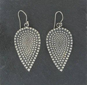 Antiqued Silver Large Textured Drop Earrings