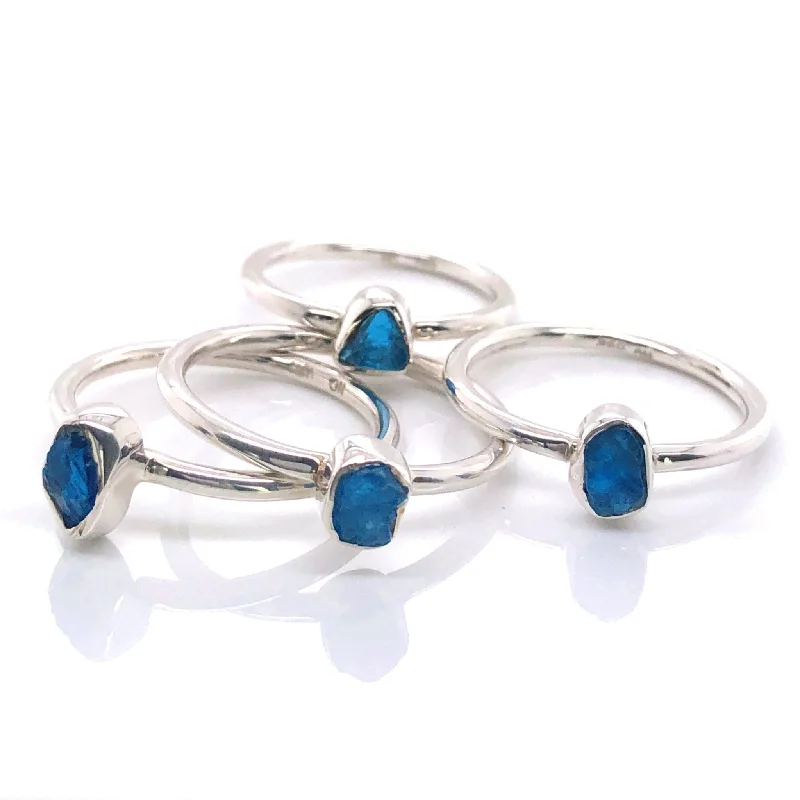 Silver Apatite Stackable Gemstone Ring