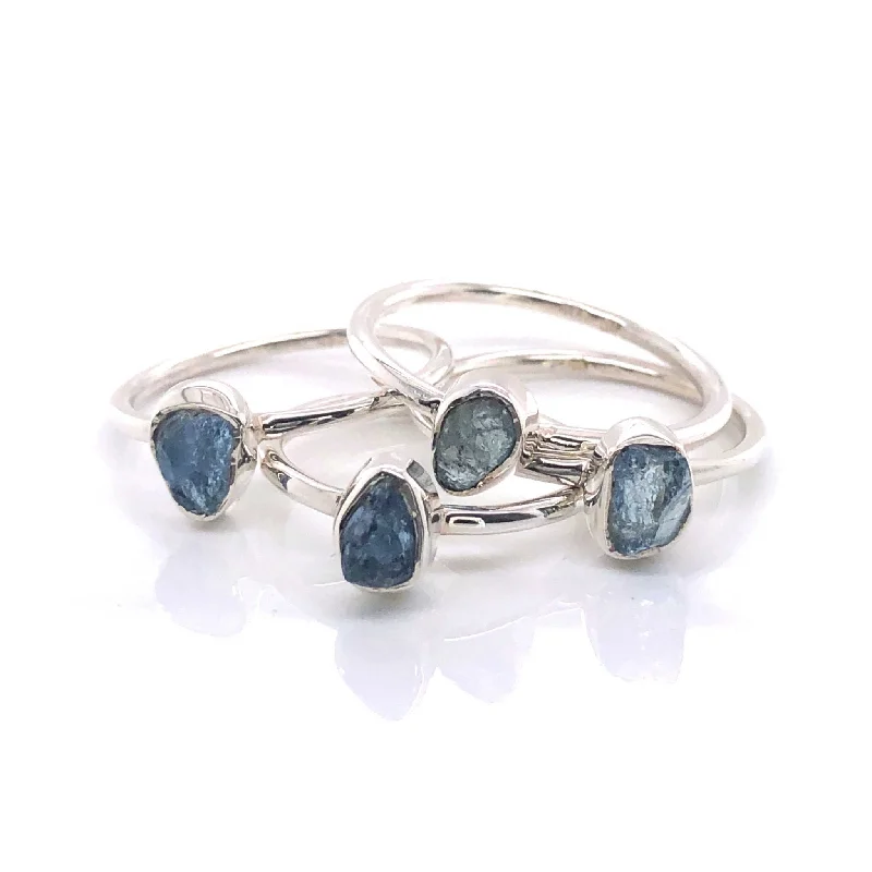 Silver Aquamarine Stackable Gemstone Ring