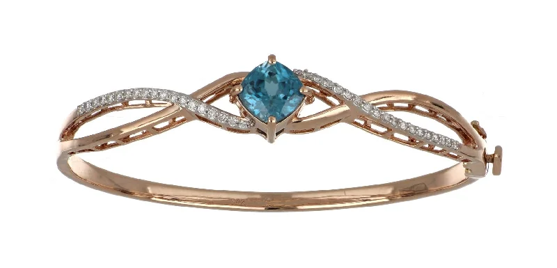 Blue Zircon Bangle (Blue Zircon 3.76 cts. White Diamond 0.36 cts.)