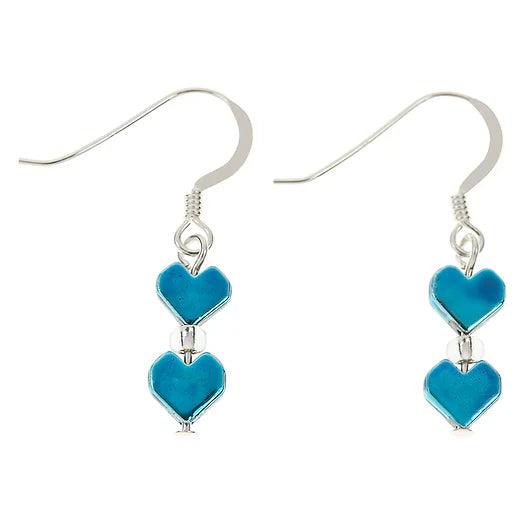 Carrie Elspeth Blue Ombre Haematite Heart Earrings