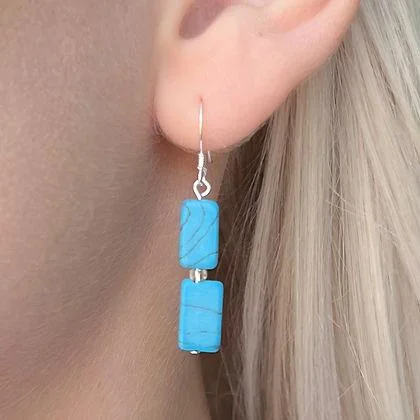 Carrie Elspeth Turquoise Mosaic Rectangle Drop Earrings