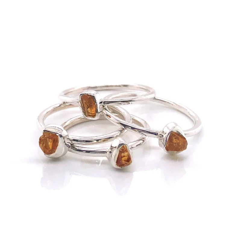 Silver Citrine Stackable Gemstone Ring