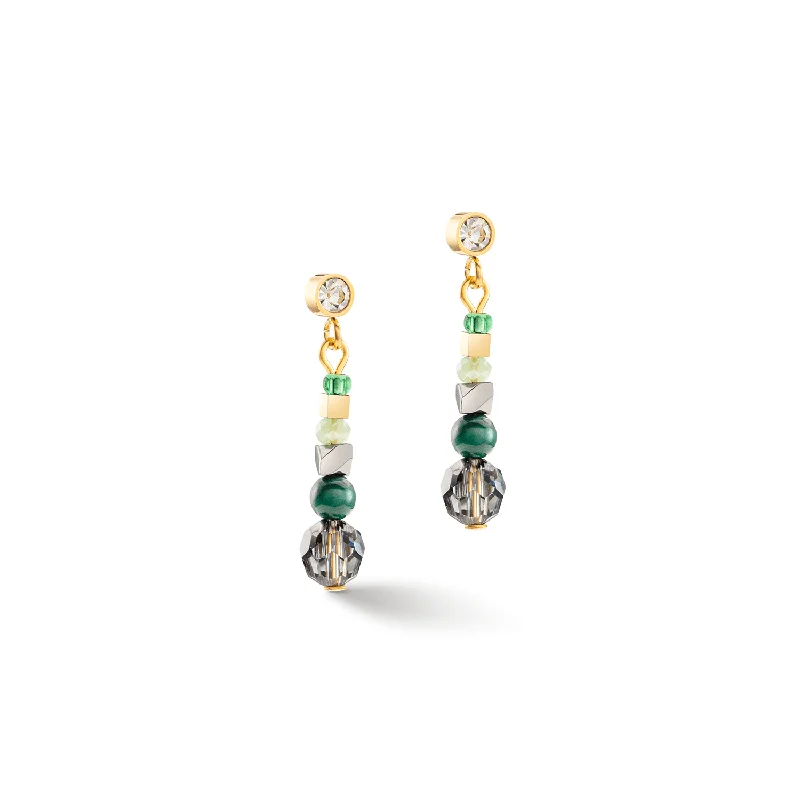 Coeur De Lion Amulet Gold and Green Earrings