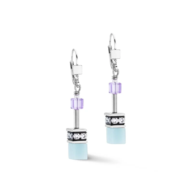 Coeur De Lion GeoCUBE® Iconic Aqua-Lilac Earrings