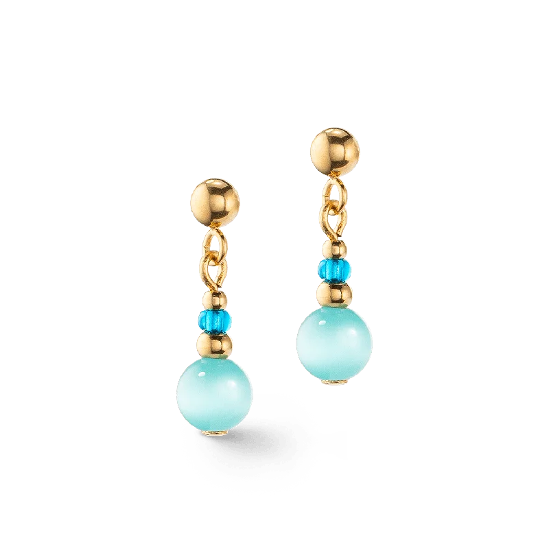 Coeur De Lion Candy Spheres Gold and Turquoise Earrings