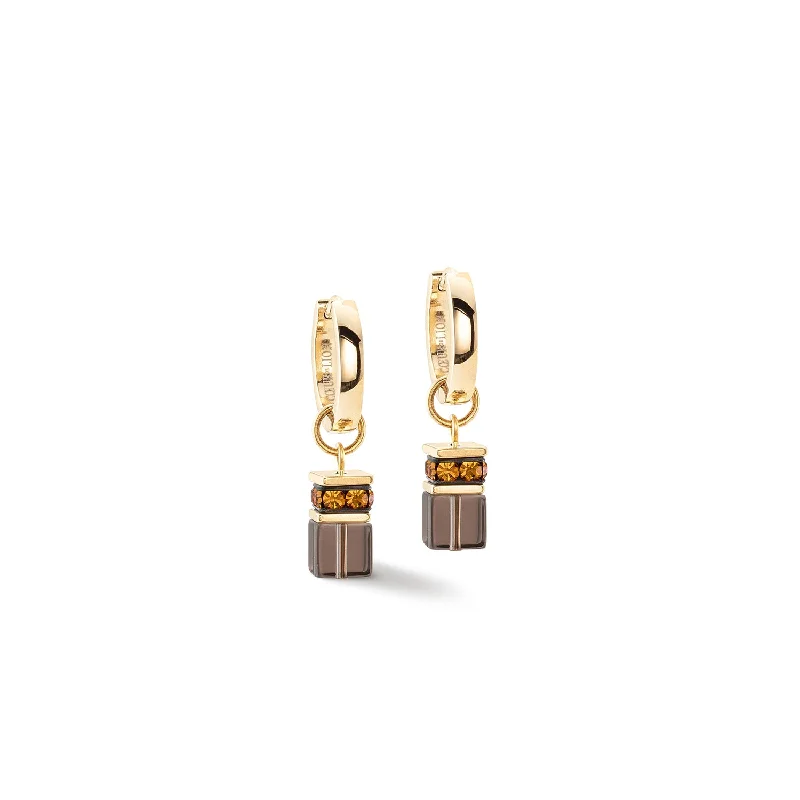 Coeur De Lion GeoCUBE® Chunky Chain Gold Brown Earrings