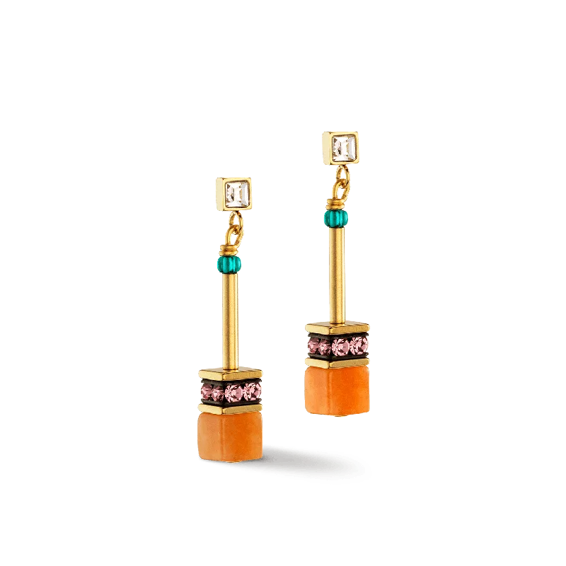 Coeur De Lion GeoCUBE® Iconic Nature Gold Multicolour Crystal Earrings