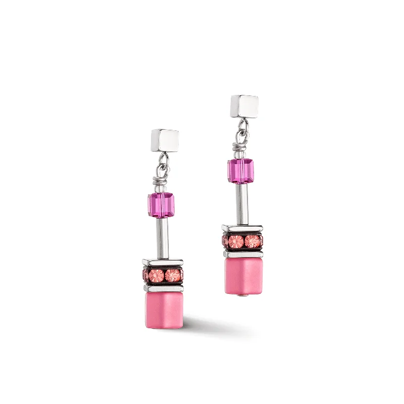 Coeur De Lion GeoCUBE® Iconic Viva Magenta Earrings