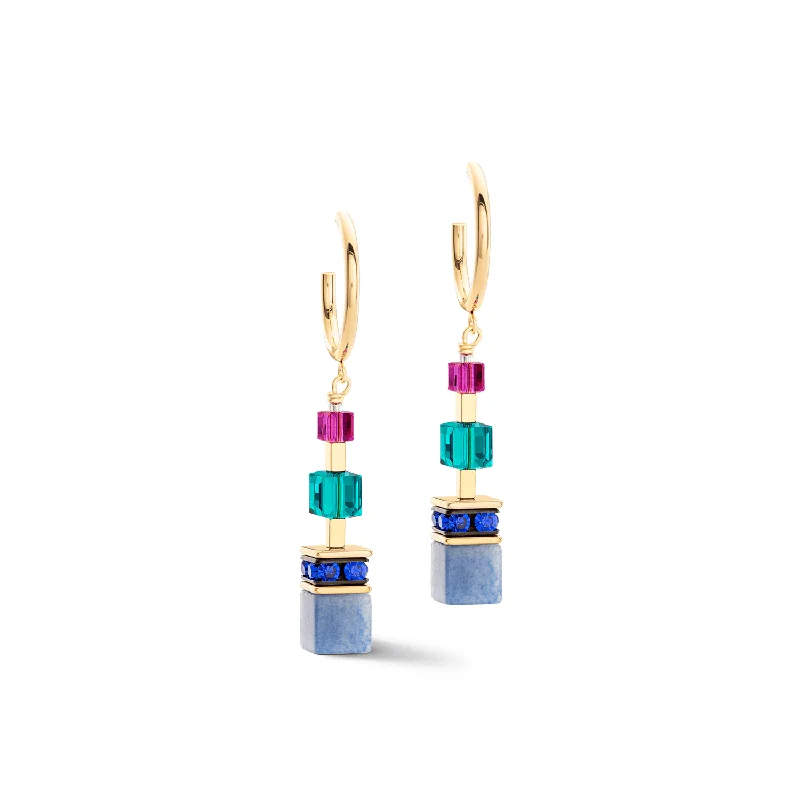 Coeur De Lion  GeoCUBE® Precious Statement Gold Multicolour Earrings