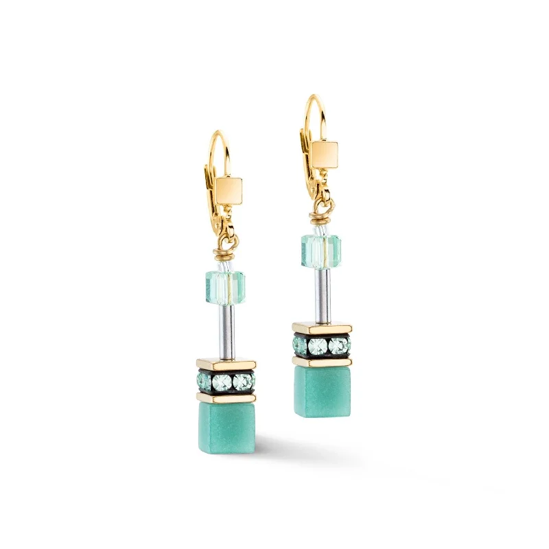 Coeur De Lion GeoCUBE® Iconic Mono Gold Green Earrings