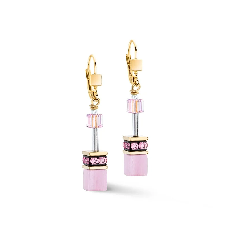 Coeur De Lion Iconic Mono Gold Pink Earrings