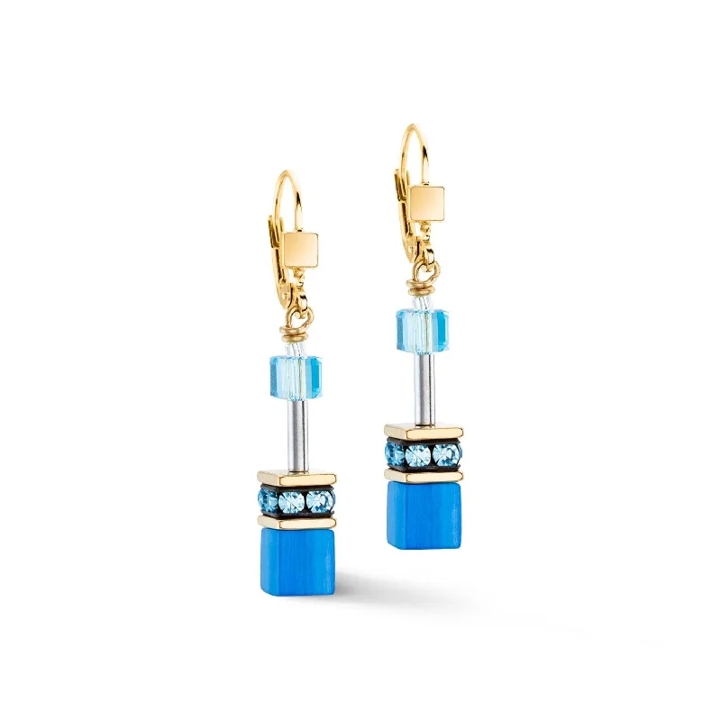 Coeur De Lion GeoCUBE® Iconic Mono Gold Turquoise Earrings