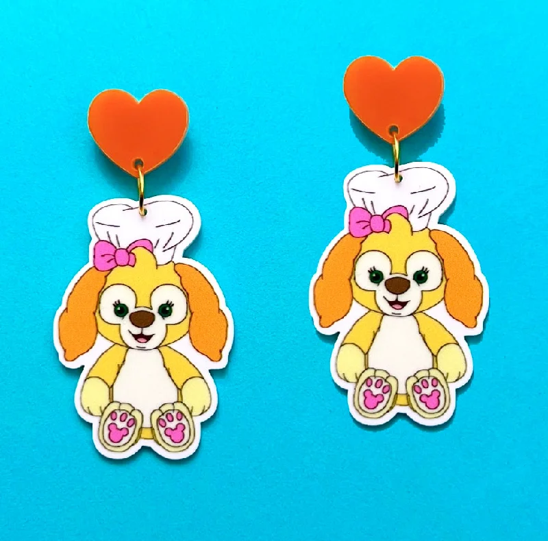 Cookie Dog Acrylic Drop Earrings