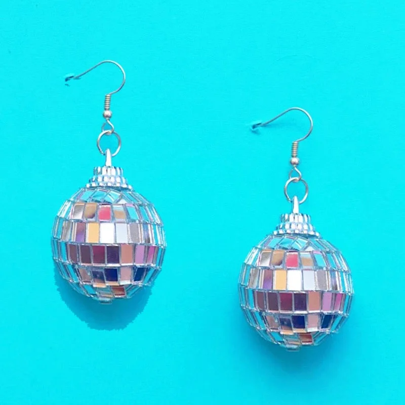 Mini Disco Ball 3D Drop Earrings