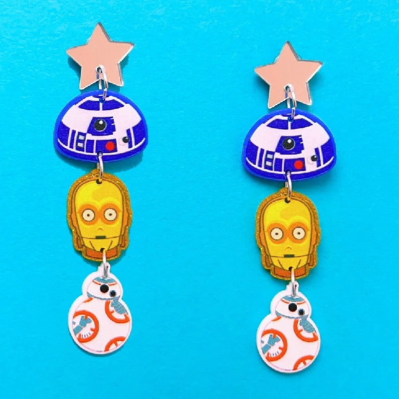 Droid Love Tiered Acrylic Drop Earrings