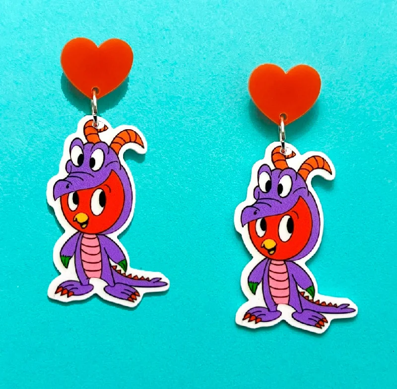 Figment Orange Bird Inspired Acrylic Drop Earrings