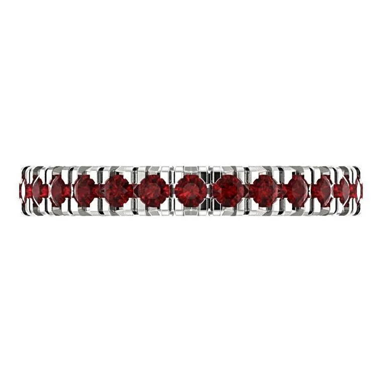 Garnet Gemstone Eternity Ring 14K White Gold