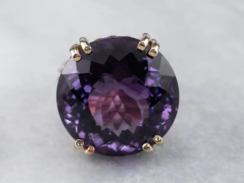 Gold Amethyst Statement Ring