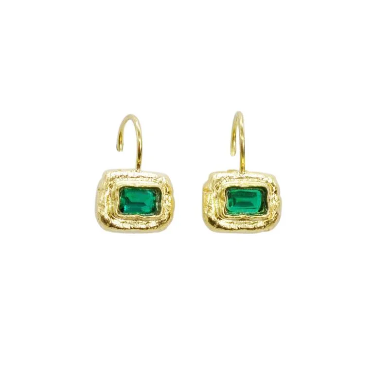 Gold Emerald Drop Earrings