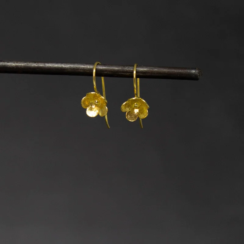 Gold Little Flower Drop Earrings