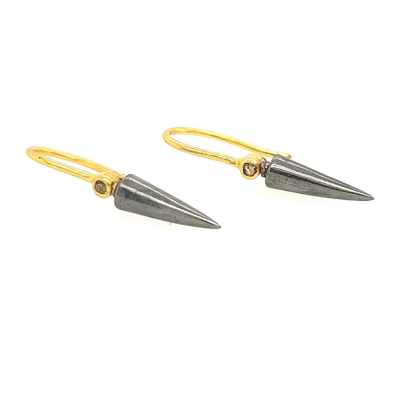 Gold Mini Diamond Cone Drop Earrings