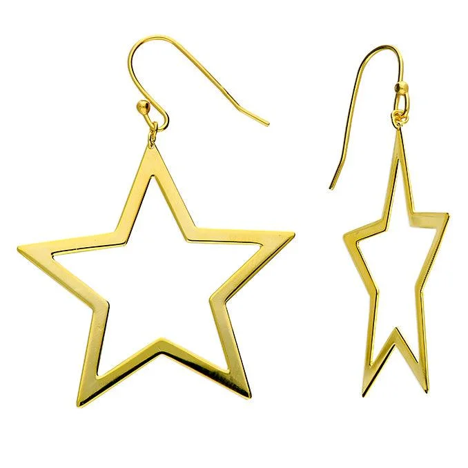 Statement Gold Open Star Drop Earrings