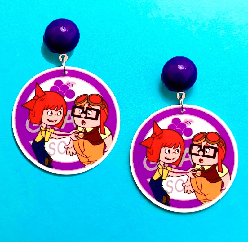 Carl & Ellie Grape Soda Acrylic Drop Earrings