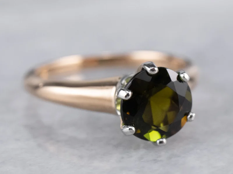 Green Tourmaline Solitaire Ring