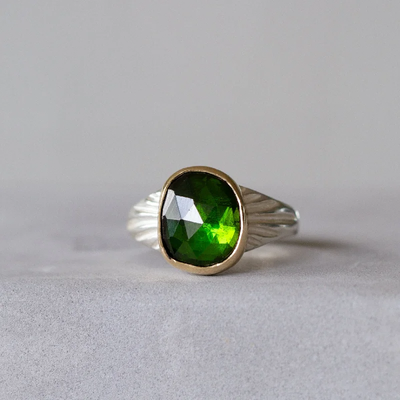 Green Tourmaline Sterling Silver and 14K Yellow Gold Calista Ring