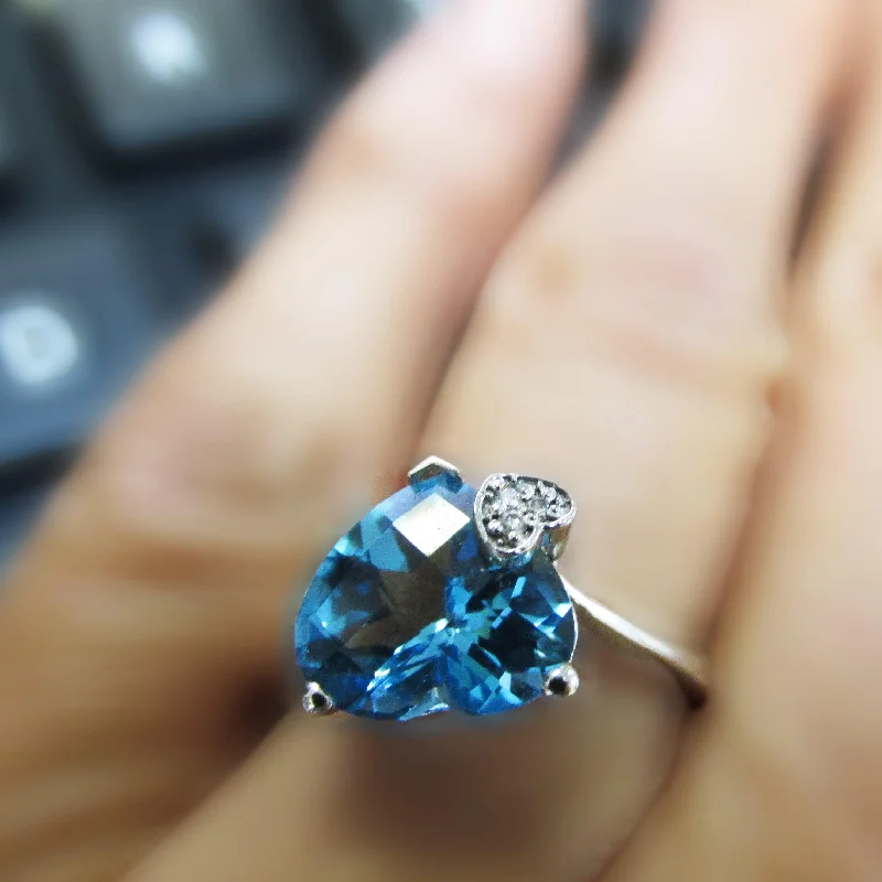 Heart Shaped Blue Topaz Ring