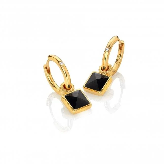 Hot Diamonds Gold and Black Onyx Drop Earrings