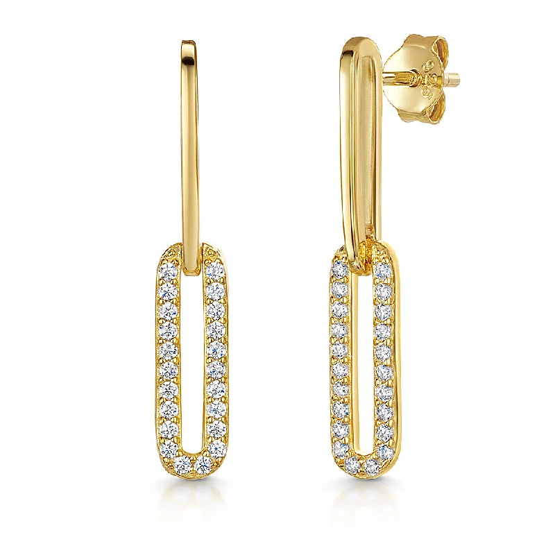 Jools Gold Vermeil Cubic Zirconia Paperlink Drop Earrings