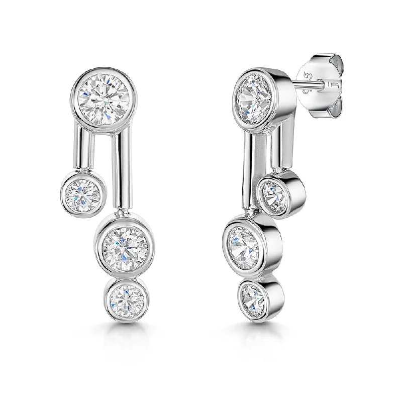 Jools Silver Cubic Zirconia Drop Earrings