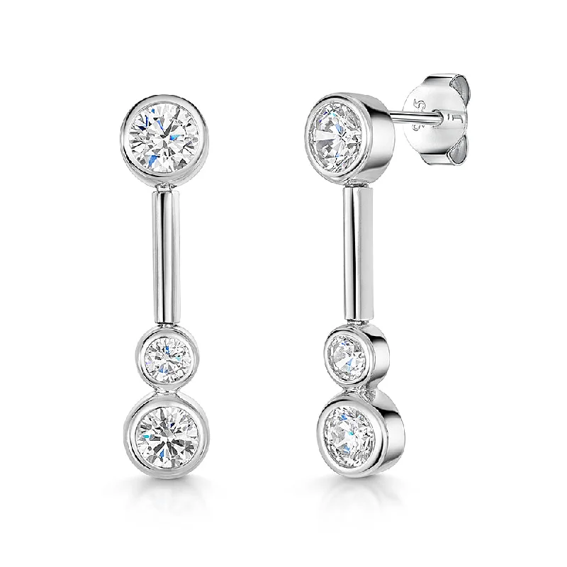 Jools Silver Cubic Zirconia Drop Earrings