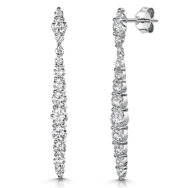 Jools Silver Long Multi Stone Drop Earrings