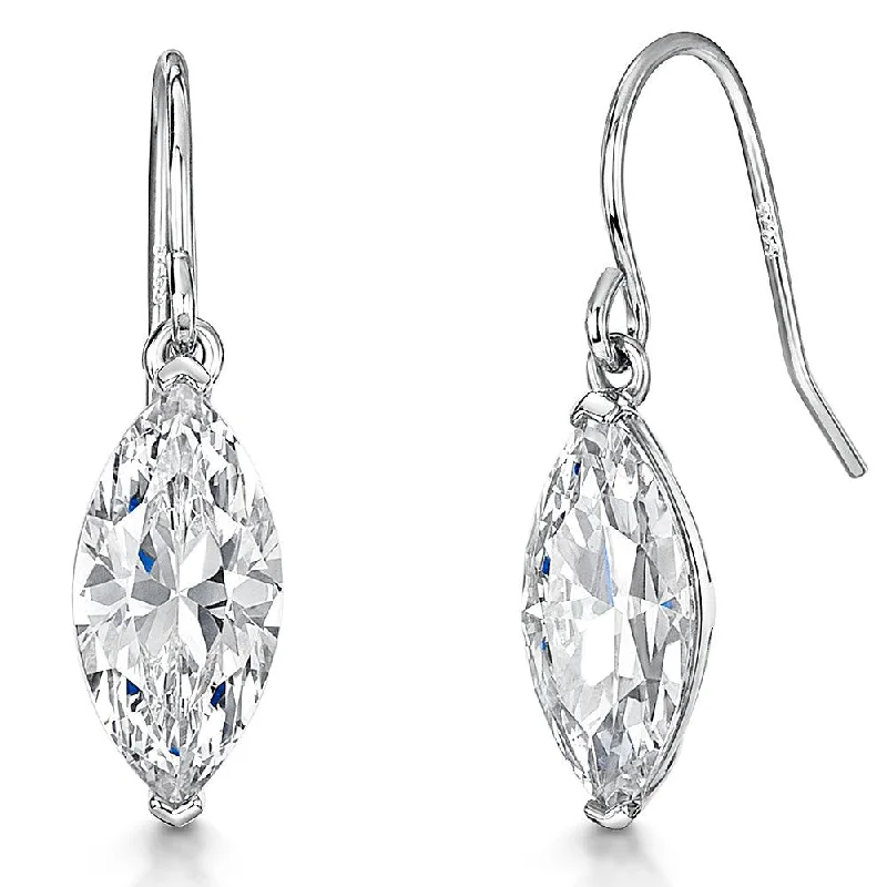 Jools Sterling Silver Large Marquise Drop Earrings