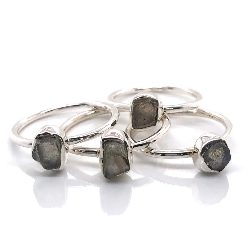 Silver Labradorite Stackable Gemstone Ring