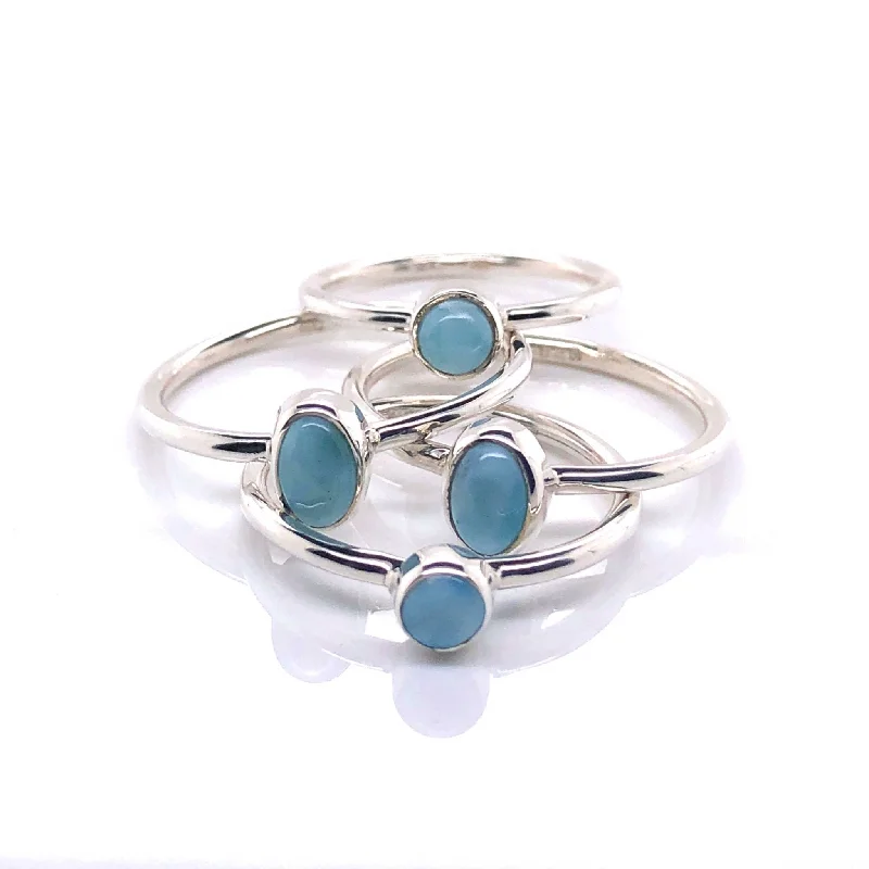 Silver Larimar Stackable Gemstone Ring