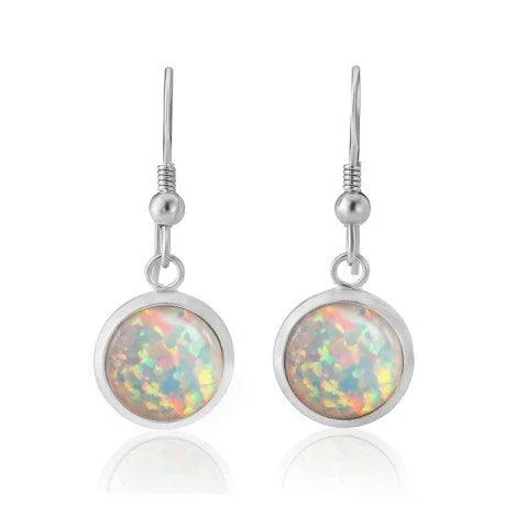 Lavan Silver and White Opal Earrings