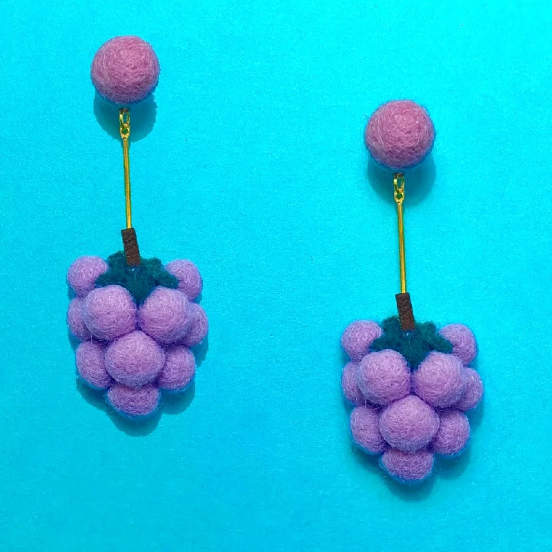 Let Them Eat Grapes Wool Felt Drop Earrings