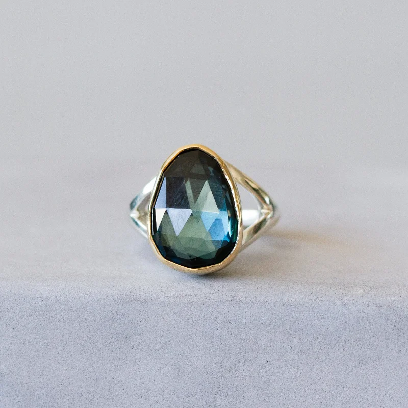 London Blue Topaz Silver and Gold Cleo Ring #7