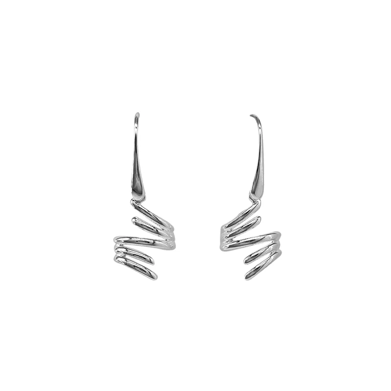 Silver Jenga Drop Earrings