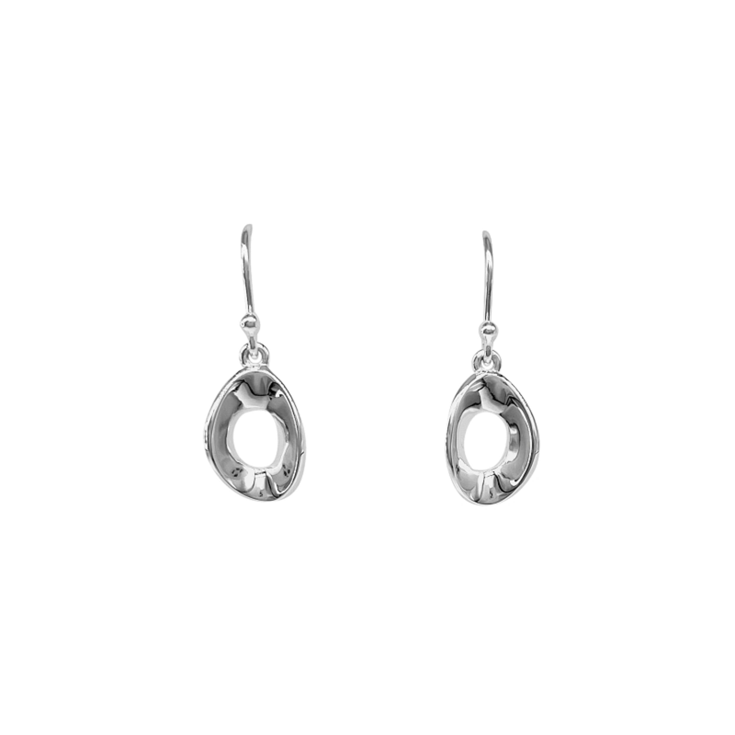 Sterling Silver Oval Outline Drop Earrings